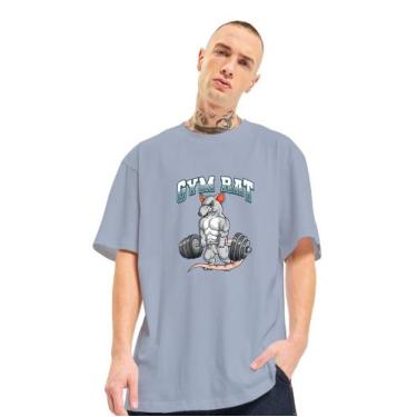 Imagem de Camiseta Oversized Masculina Rato de Academia Gym Rat - FSL.CONF, Cinz