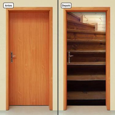 Imagem de Adesivo Decorativo de Porta - Escada de Madeira - 557cnpt - Allodi