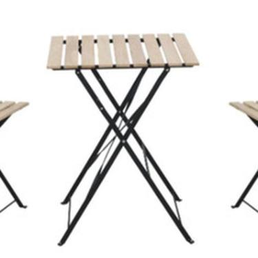 Imagem de Conjunto De Jardim E Varanda 3 Pecas Madeira E Aco - Ripado