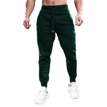 Imagem de Calças de moletom esportivas de algodão Joggers Fioboc masculinas verd