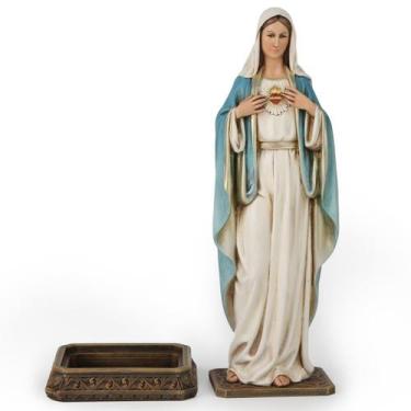 Imagem de Estátua católica do Coração Imaculado de Maria BC 25 cm com suporte pa