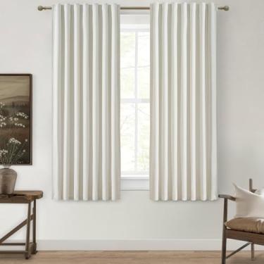 Imagem de Cortinas brancas bege para escurecimento de ambiente 182 cm de comprimento, 2 painéis, cortina de janela baía com isolamento pesado, cortinas neutras modernas para quarto/cabine/cozinha (L 127 cm x C