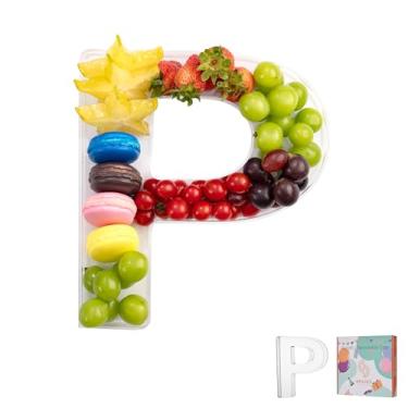Imagem de Bandeja de charcutaria de acrílico com letras e números de 28 cm – Caixa de alfabeto reutilizável preenchível para doces, lanches, cupcakes – Travessa de servir para aniversário, casamento, festa de