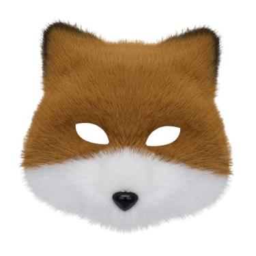 Imagem de UxicRuya Meia Máscara Facial Máscara Animal Máscara de para Clube Palco Carnaval Baile de Fantasia Adultos, Marrom Branco