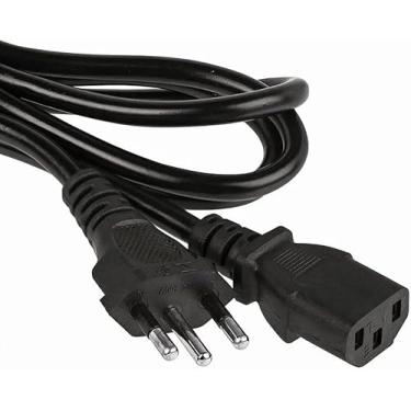 Imagem de Cabo de Força Tripolar 3 Pinos 10A 1,8m Preto Universal para Computador, Monitor, Estabilizador e Fonte Bivolt