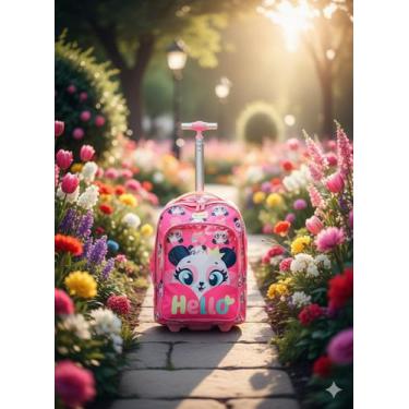 Imagem de Mochila com Rodinha Puket Menina Panda Romântico Rosa