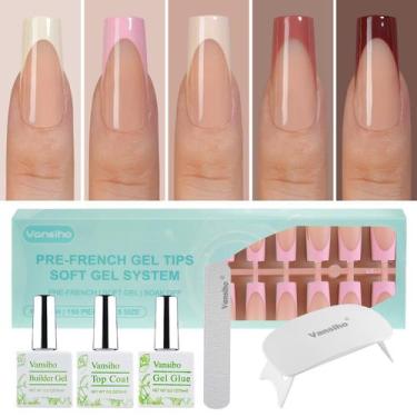 Imagem de Kit de unhas de gel francês Vansiho Long Square French Tip Press