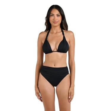 Imagem de La Blanca Parte de baixo de biquíni hipster com saia padrão, Preto, PP