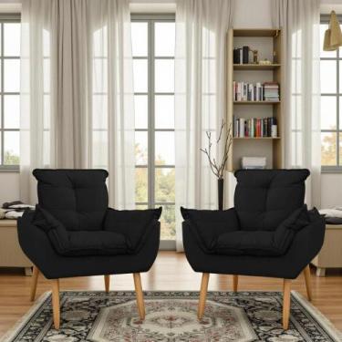Imagem de Kit 2 Poltronas Para Sala Decorativa Opala Pés Palito Suede - Porto De