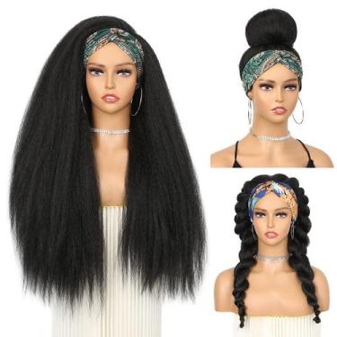 Imagem de Peruca com faixa de cabeça WIGNEE Kinky Straight 66cm para mulheres ne