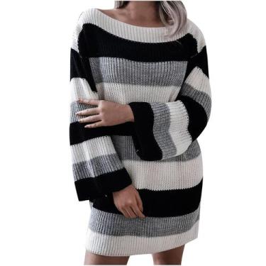 Imagem de Moda feminina casual sem alças contraste listrado vestido de camisola 