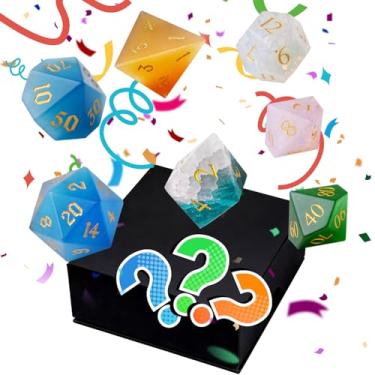 Imagem de Mystery Blind Box Gemstone & Glass & Cat Eye DND Dice Set 7pcs Polyhedral Dice with Random Crystal Role Playing Dice for Dungeons & Dragons, Pathfinder, RPG and Tabletop Games