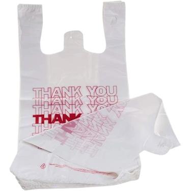 Imagem de TashiBox Saco plástico de 100 quilates/sacola de compras/bolsa de agradecimento/sacolas de supermercado reutilizáveis e descartáveis - mede 29,2 cm x 15,9 cm x 53,3 cm, 15mic, 0,6 mil