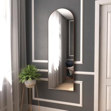 Imagem de Espelho de Corpo Inteiro Oval 110x50cm - Moldura em Alumínio Resistente, Inclinação Ajustável 15-45°(BASE RETA CARAMELO)