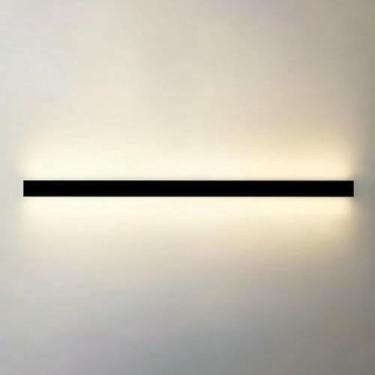 Imagem de Lâmpada de parede regulável moderna preta longa arandela com controle remoto - iluminação interna linear para quarto, sala de estar, corredor (100 cm)