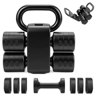 Imagem de Axiqunel Conjunto de kettlebell e halteres conversíveis 2 em 1 ajustável, conjunto de 2 halteres de pesos gratuitos 4 em 1, cada conjunto de halteres femininos de troca rápida de 2,2 3 3,3 4,4 kg 2,5