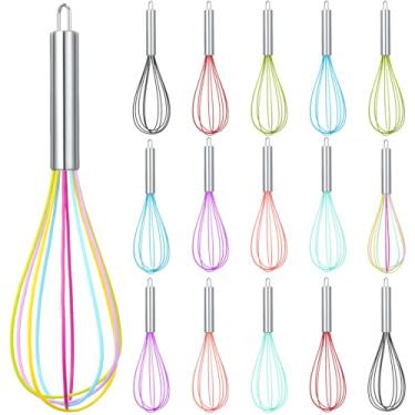 Imagem de Domensi 16 batedores de 30 cm a granel para cozinhar batedores de silicone, aço inoxidável, revestidos à mão, de metal, resistente ao calor, para sala de aula, cozinhar, lembrancinha de festa