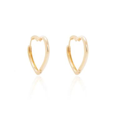 Imagem de Brinco De Coração Argola Banhado A Ouro 18 K