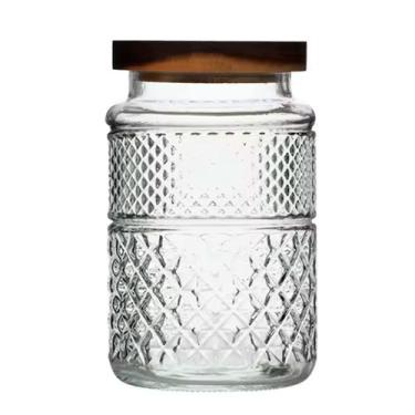 Imagem de Pote De Vidro Hermético 1850ml Com Tampa De Madeira Elegante - Flashgo