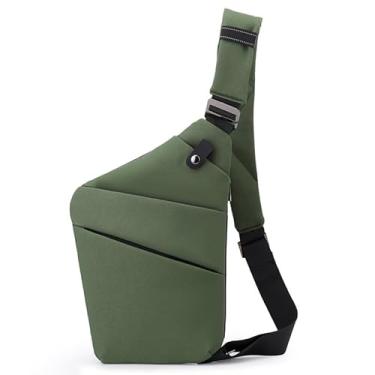 Imagem de Bolsa de viagem antifurto, bolsa transversal de um ombro grande capacidade bolsa tiracolo moderna leve para esportes de viagem, Verde, Ombro direito