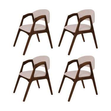 Imagem de Conjunto com 4 Cadeiras de Jantar Estofada Gabriela em Madeira e Mdf M