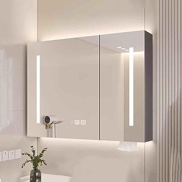 Imagem de AKALNNB Armário moderno com espelho montado na parede com interruptor de toque retangular armário de banheiro vertical antiembaçamento espelho inteligente banheiro para banheiros