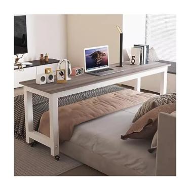 Imagem de Mesa sobre cama com rodas, mesa de cama removível, mesa de computador para quarto/sala de estar, mesa longa no final da cama