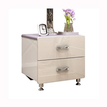 Imagem de Mesa de cabeceira simples pintada de branco, conjunto de armário para quarto, armário pequeno com duas gavetas