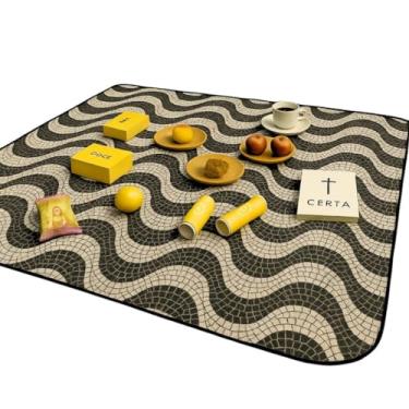 Imagem de Toalha Piquenique, Esteira de Praia Dobrável Impermeável Piquenique, 150 X 140cm, Tecido Térmico Forro Impermeável(Calçadão)