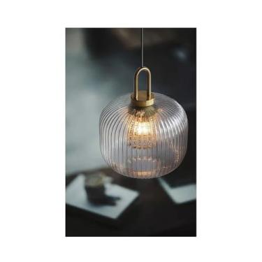 Imagem de ELFINFI Iluminação pendente às riscas de vidro, luzes pendentes LED, iluminação para sala de estar, cozinha, decoração de interiores de casa, iluminação suspensa de teto