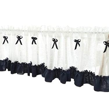 Imagem de LUOFDCLDDD Cortina, meia cortina/cortina curta, cortina personalizada para cozinha, banheiro, café, cortina, decorativa, pequena, estilo pastoral americano/para porta de armário/lareira/pia/1 peça/L
