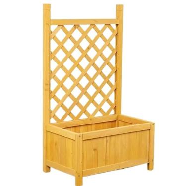Imagem de Suporte para flores Cerca varanda divisória vaso de flores rack ao ar livre pátio planta prateleiras terraço decorativo flor suporte escalada pérgula(Wood)