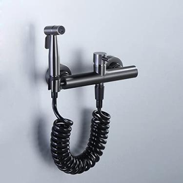 Imagem de MINJING Kit de pulverizador de bidê para vaso sanitário cinza quente e frio pulverizador portátil acessório de vaso sanitário multifuncional montado na parede banheiro banheiro kit de pulverização