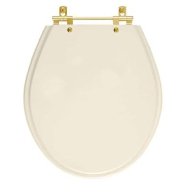 Imagem de Tampa de Vaso Poliéster Ravena Amendoa para bacia Deca com Ferragem Dourada