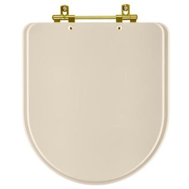 Imagem de Tampa de Vaso Laqueado Carrara Amendoa para bacia Deca com Ferragem Dourada