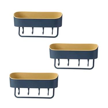 Imagem de ZYHSIJOBAS Organizador de chuveiro de banheiro, 3 prateleiras de armazenamento de plástico simples em vaso sanitário, mesa de lavagem, suporte de armazenamento de parede não perfurado, prateleiras de