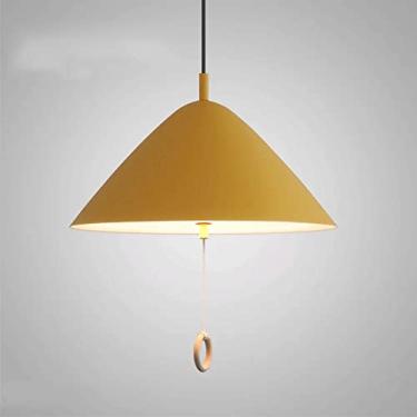 Imagem de YQSLQZZ Ilha de cozinha amarela luzes de teto suspensas com interruptor de cabo de puxar lustre moderno para sala de jantar, iluminação sobre mesa de jantar luminária pendente de pia, altura ajustável