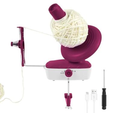 Imagem de Enrolador elétrico de fio de 283 g grande automático para crochê, enrolador de bolo com forte tensão e velocidade contínua para amantes de tricô (Roxo)