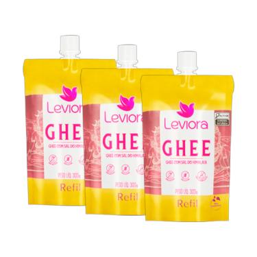Imagem de Kit 3X: Manteiga Ghee com Sal do Himalaia Sem Lactose Refil Leviora 300g
