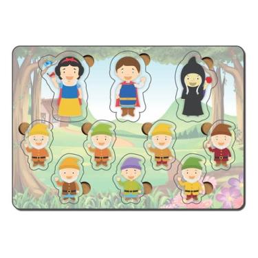 Imagem de Brinquedo Educativo Jogo Quebra Cabeça Infantil Em Madeira Branca de Neve - Mega Impress