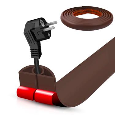 Imagem de Escondedor autoadesivo para cabo de chão, gerenciamento de cabos de 3 m, protetor de faixa de extensão para fios, evita viagens de cabos para escritórios, academias, exposições, cavidade: 0,8 cm (L) x