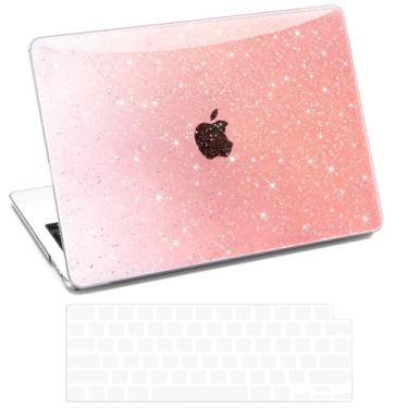 Imagem de QJUZO Compatível com MacBook Pro 14 polegadas 2025 2024 2023 2022 2021 M4 M3 M2 (A3401/A3112/A2992/A2918/A2779/A2442) Capa rígida com glitter + capa de teclado + protetor de tela, ornamento gradiente