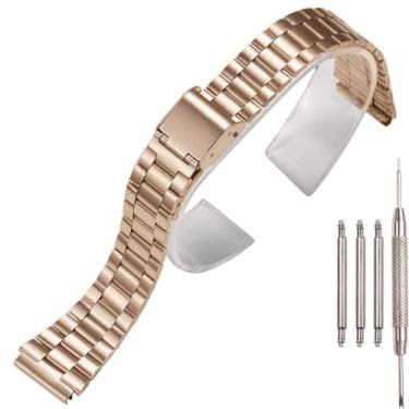 Imagem de Pulseira de relógio de substituição de aço inoxidável de 18 mm compatível com Casio F-108WH AE1200WH A168WA A158WA LA670WGA A700W acessórios de relógio feminino e masculino (ouro rosa 3)