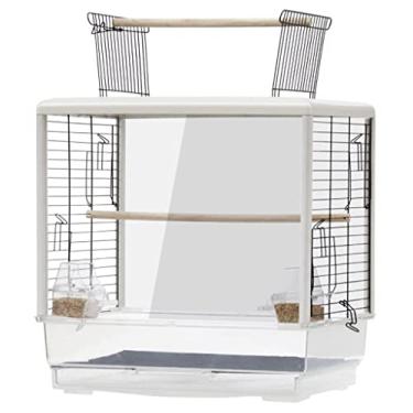 Imagem de Gaiola de pássaro gaiola de voo para periquito gaiola de viagem pequena e portátil, gaiola ornamental transparente para casa, gaiola de papagaio de material acrílico, fácil de instalar (cor: conjunto