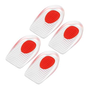 Imagem de 4 peças de almofadas de silicone para suporte de calcanhar, almofada de silicone, palmilha ortopédica, almofadas de calcanhar, padrão ondulado, vermelho, tamanho 33-39, Vermelho