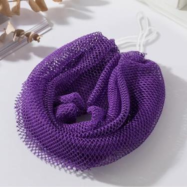Imagem de Esponja de rede africana, esponja de banho africana de nylon, esfoliante corporal, panos de esponja de rede para banho, ótimo para uso diário (roxo)