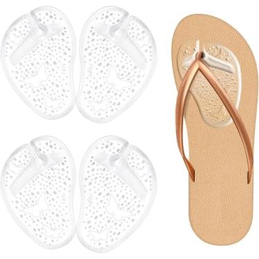 Imagem de Almofadas de metatarso de gel para chinelos de dedo dental, inserções de almofada no antepé, almofadas de aderência da bola do pé para suporte do metatarso e alívio da dor, antiderrapante, 2 pares