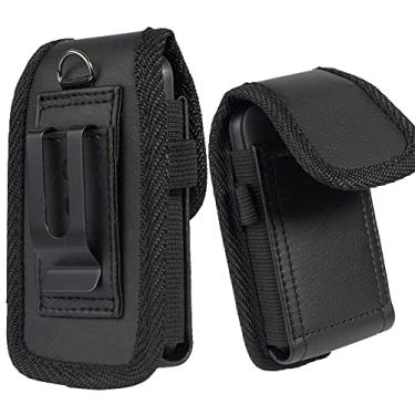 Imagem de Ranyi Capa para celular Fig Flip II X/Mini X/Sharp Aquos K3, TIQ Mini Q5 / Wonder Phone/Blu Tank Flip Case, Coldre de proteção de carteira de couro vegano elástico com clipe de cinto e fecho magnético