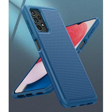 Imagem de Capa para Samsung Galaxy A13 4G/5G de camada dupla protetora leve com traseira texturizada antiderrapante para celular militar - Capa protetora protetora fina e resistente à prova de choque (azul)