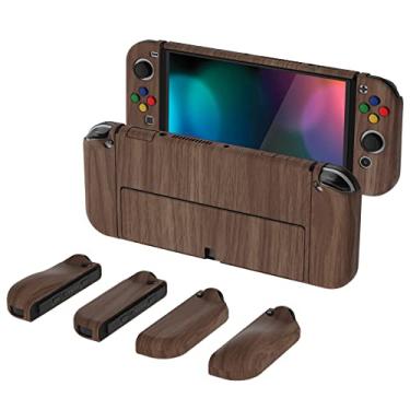 Imagem de PlayVital AlterGrips Capa protetora fina para Nintendo Switch OLED, capa ergonômica para Joycon, capa rígida encaixável para Switch OLED com tampas de aperto de polegar e tampas de botão - grão de